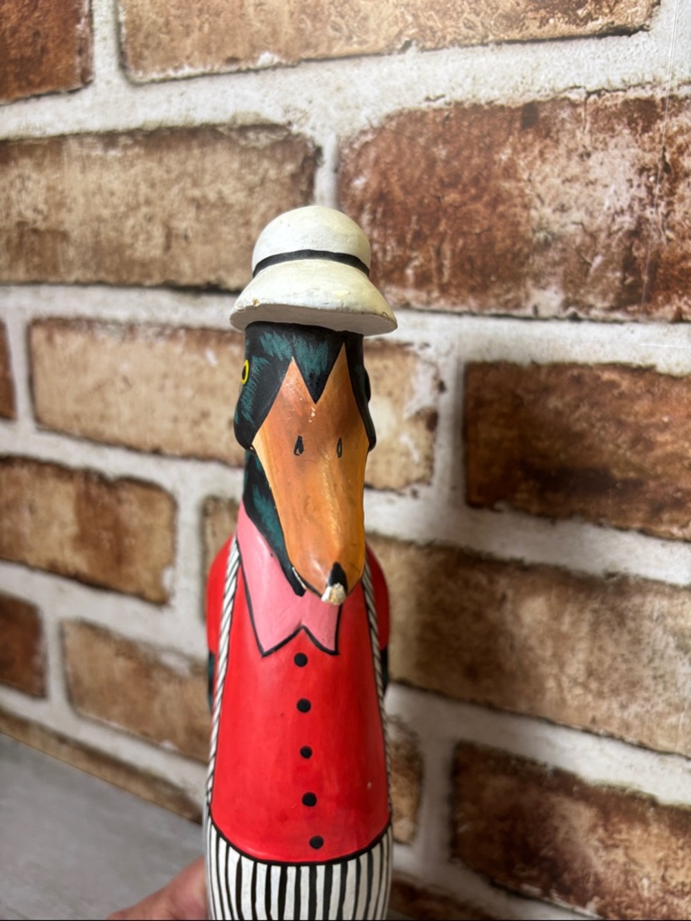 Duck Man Hand-Painted 10 Inch Decorative Duck Figurine in Red, Pink & Green - Picture 6 of 11